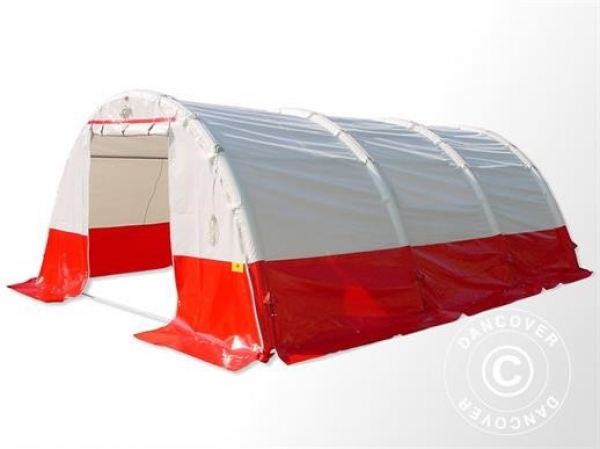 Medicinskt & nödsituationstält Uppblåsbart Bågformat Flexchelter PRO, 5,5 X 4 m, Vit/Röd