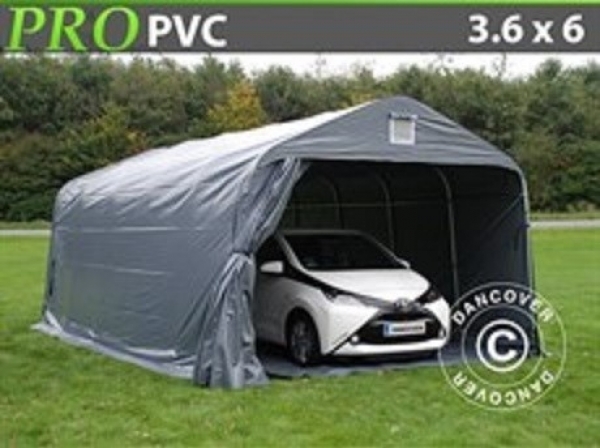 Garagetält PRO 3,6 x 6,0 x 2,7 PVC Grå med Golvduk