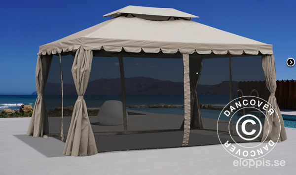 Trädgårdspaviljong Osiris 3 x 4 m inkl mygg-gardiner 4643- 